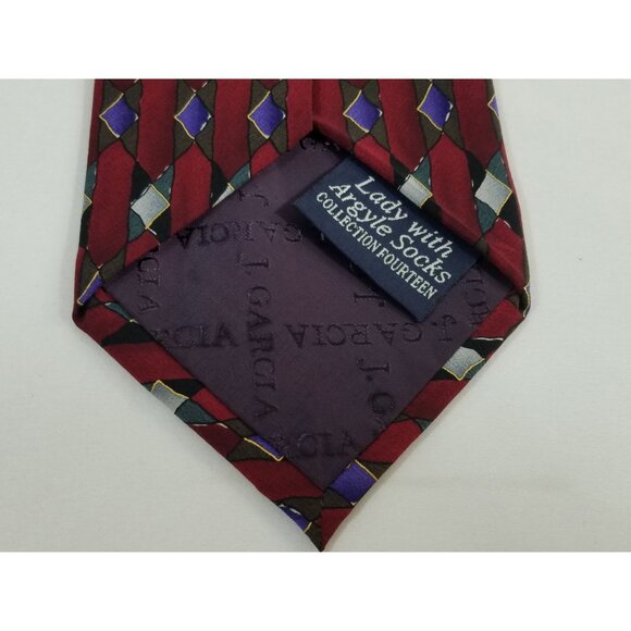 J. Garcia Silk Mens Necktie Lady With Argyle Socks Collection Fourteen Tie 1996 - Picture 4 of 10